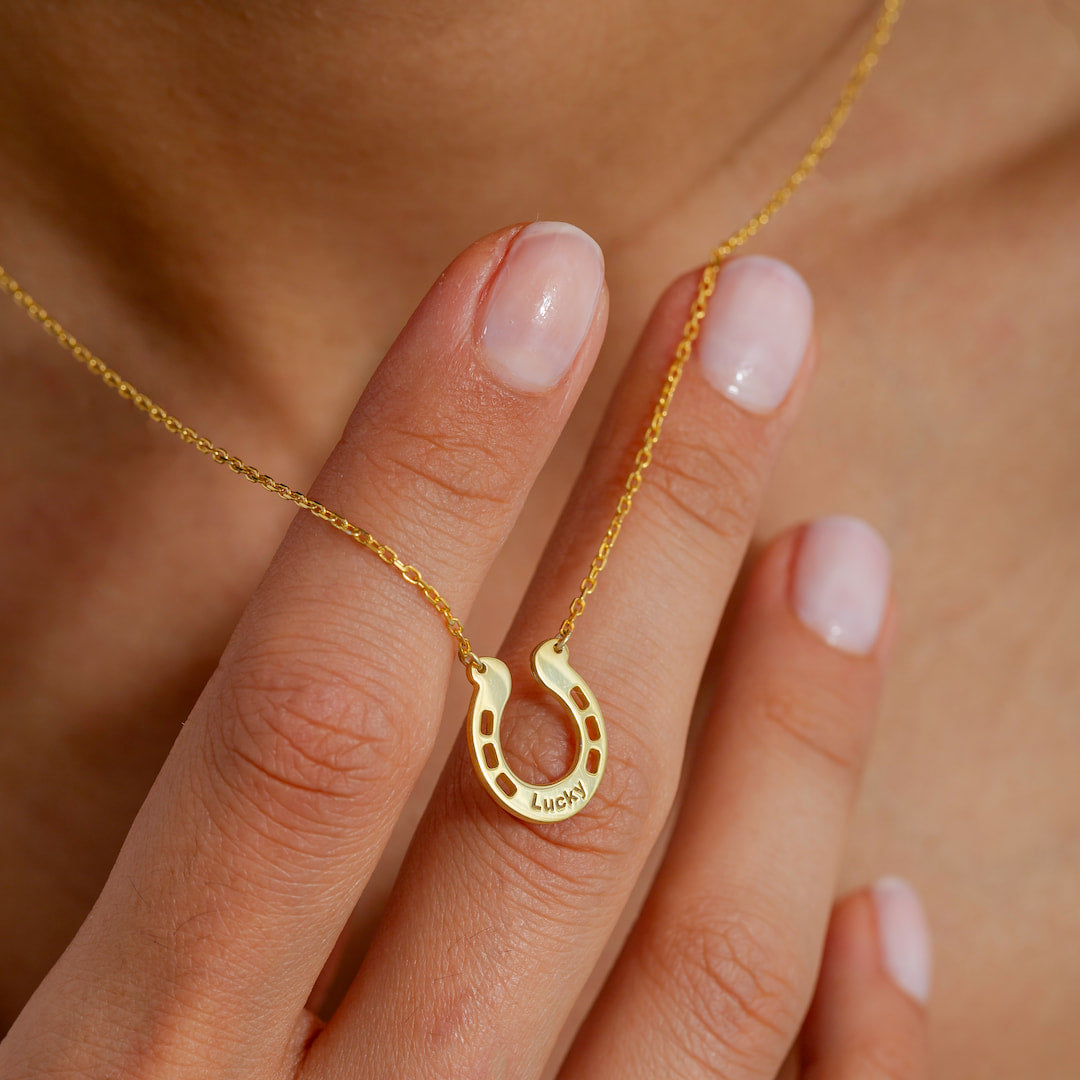 Custom Necklace with Engraved Horseshoe Pendant