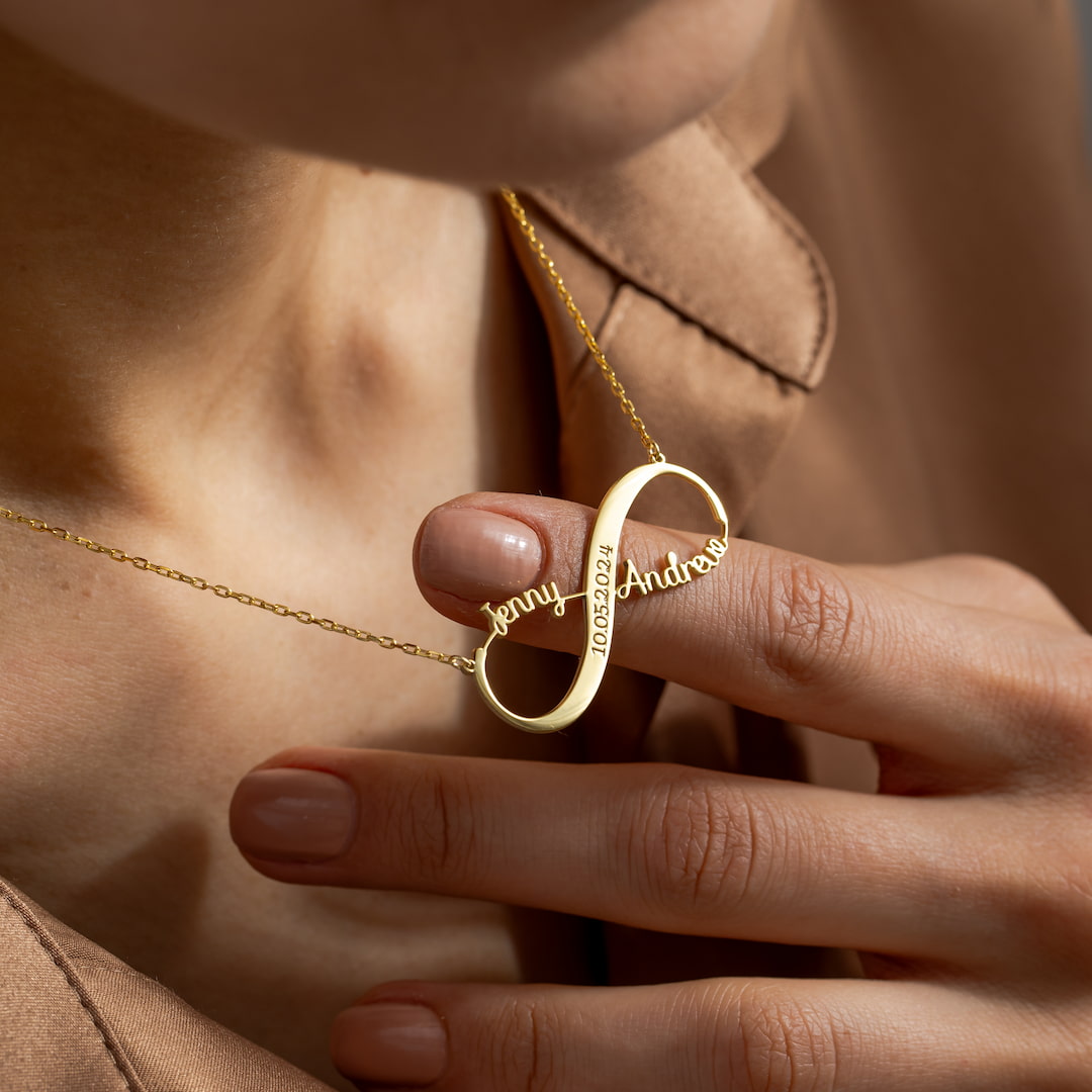 Custom Necklace with Infinity Names and Date 
