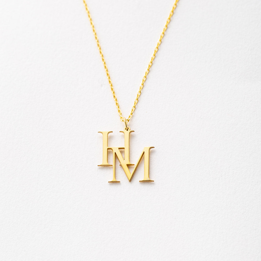 Custom Necklace with Interlocking Letters Pendant