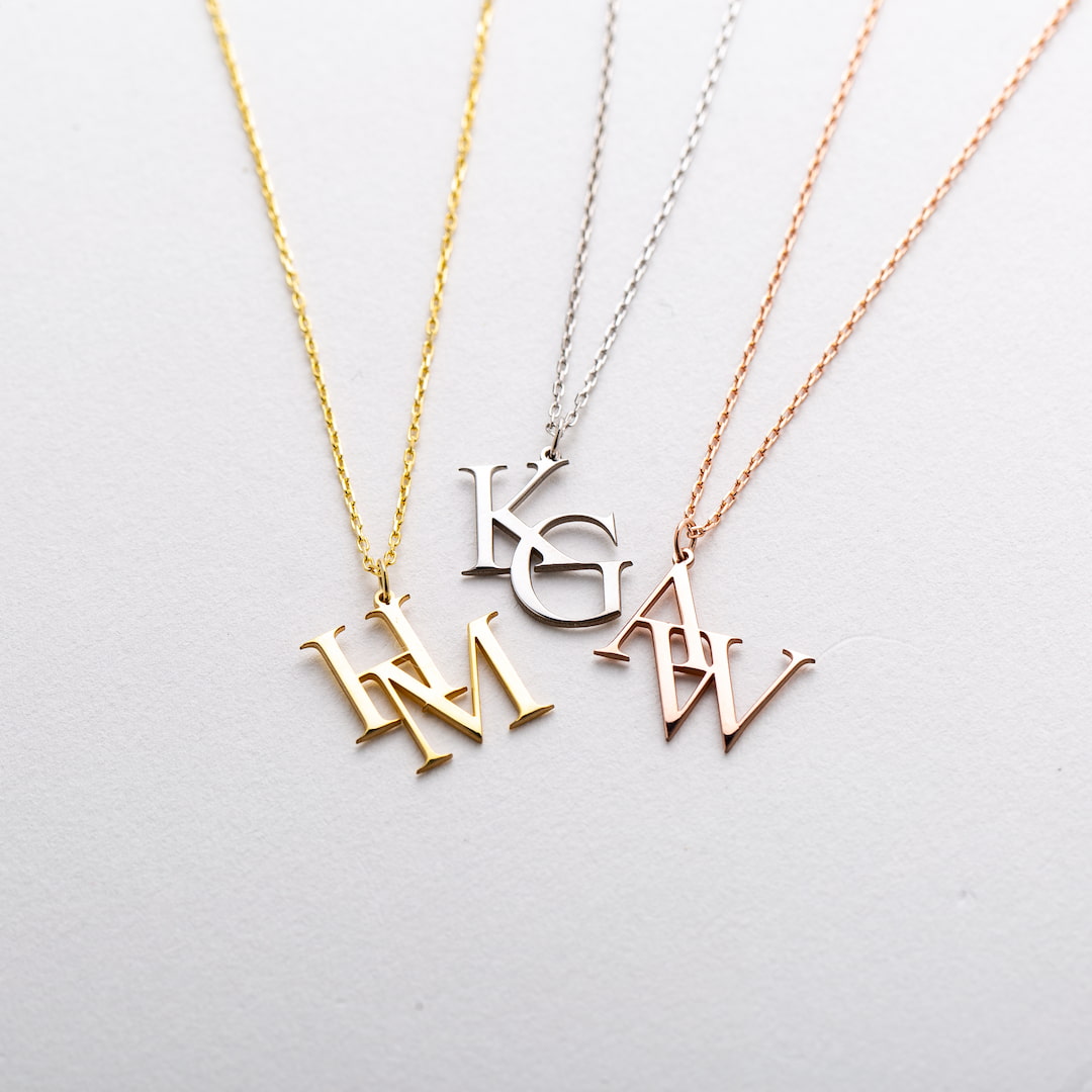 Custom Necklace with Interlocking Letters Pendant