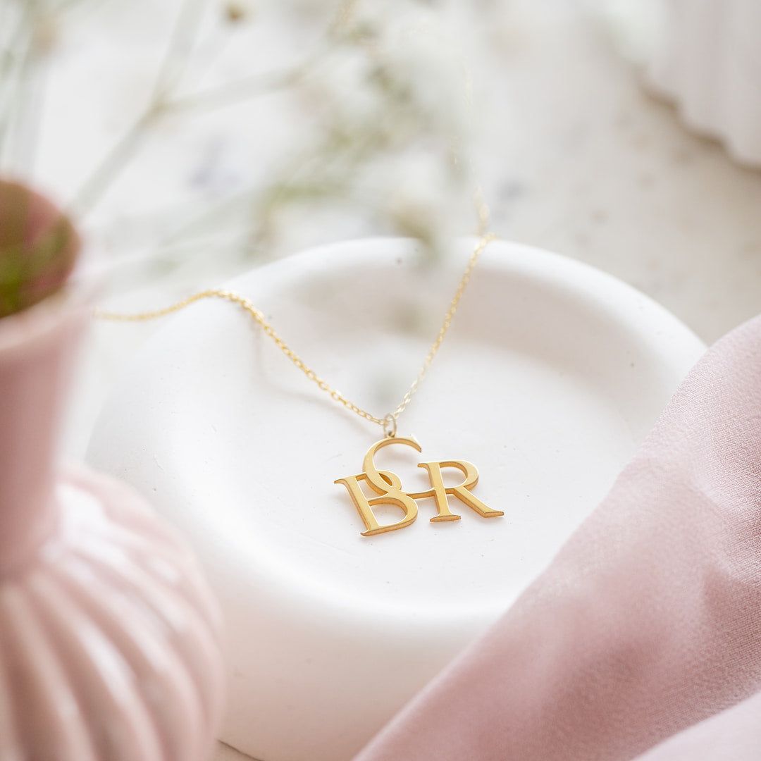 Custom Necklace with Interlocking Letters Pendant