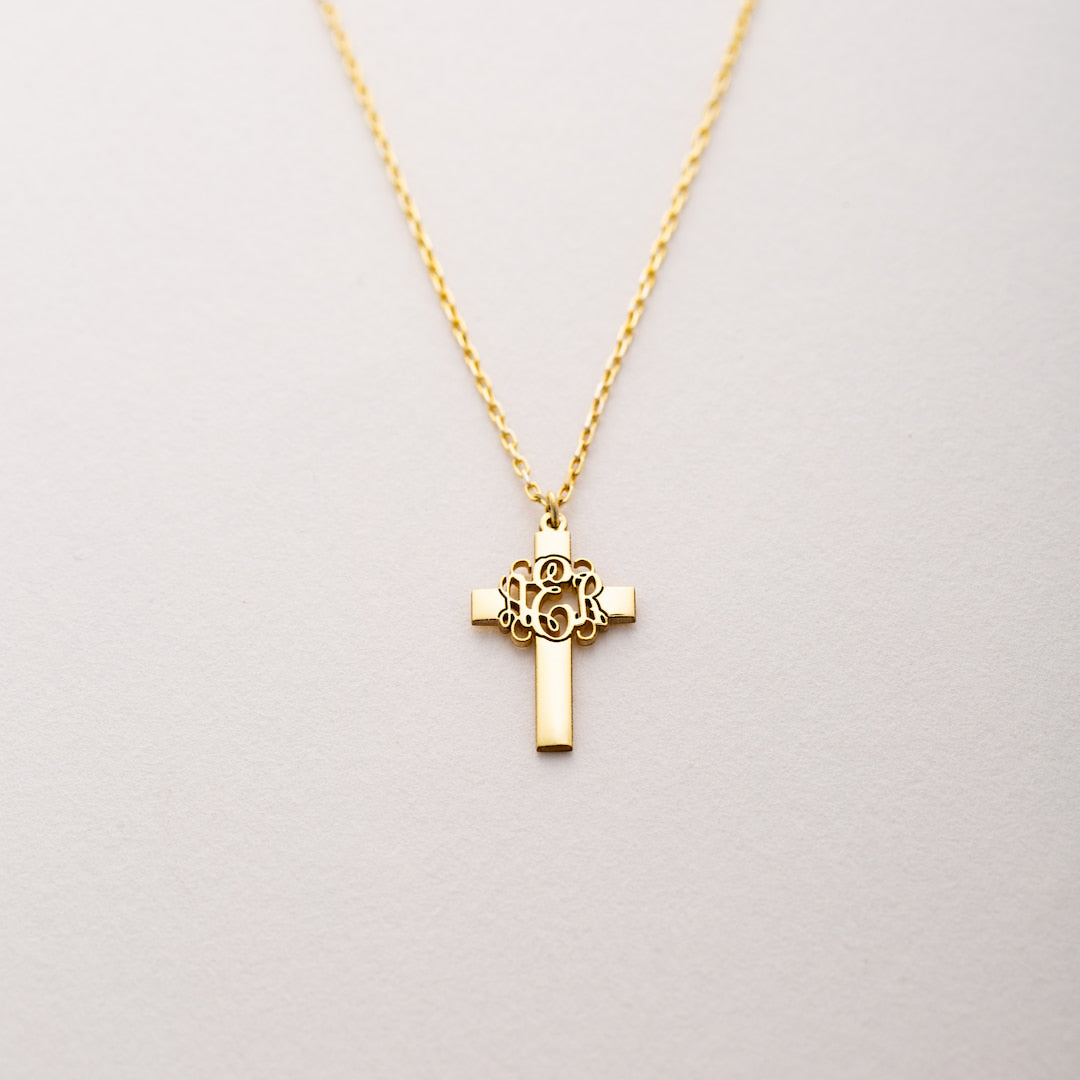 Custom Necklace with Monogram Cross Pendant