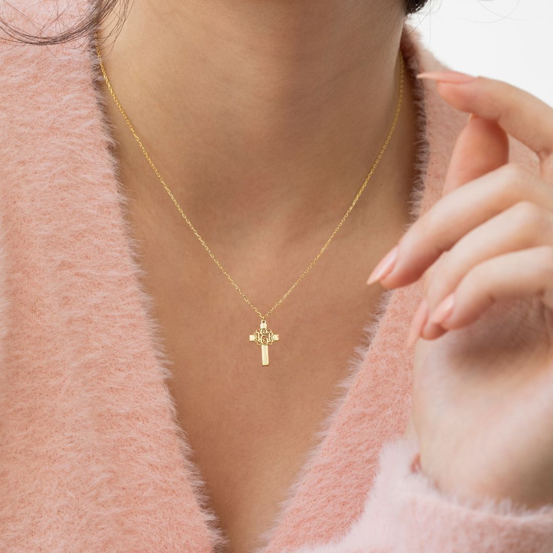 Custom Necklace with Monogram Cross Pendant