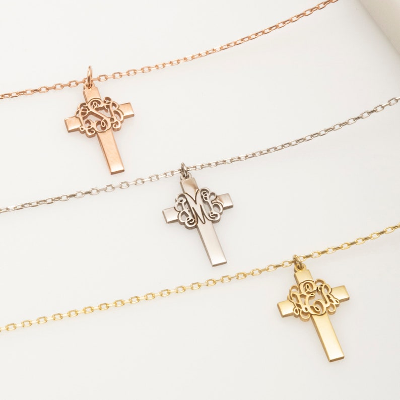 Custom Necklace with Monogram Cross Pendant