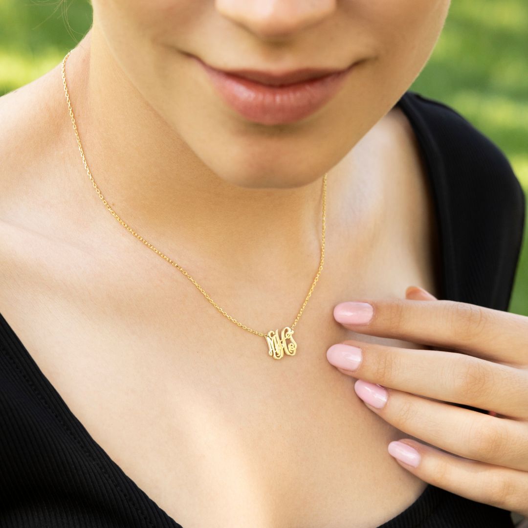 Custom Necklace with Monogram Letter Pendant