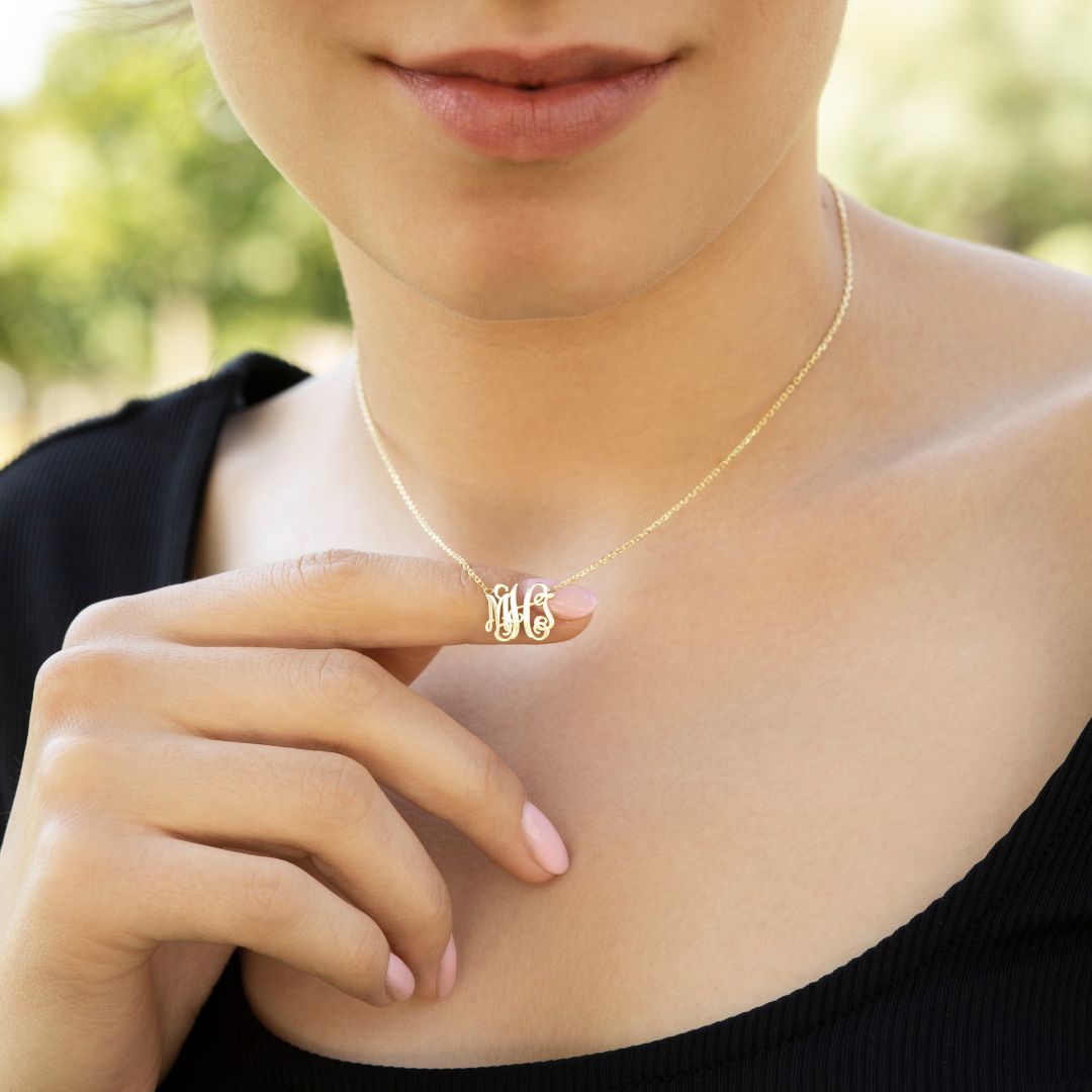 Custom Necklace with Monogram Letter Pendant