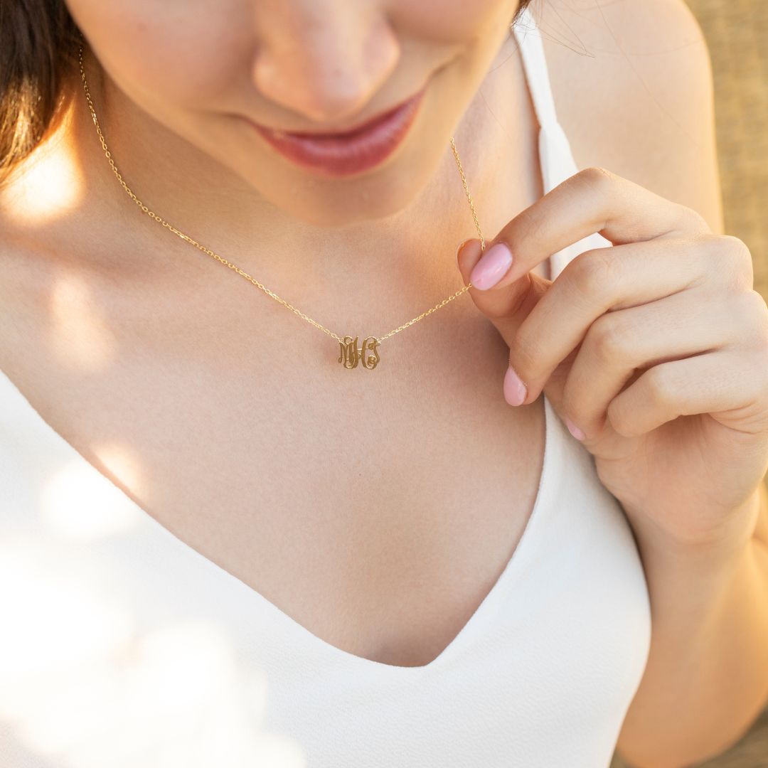 Custom Necklace with Monogram Letter Pendant