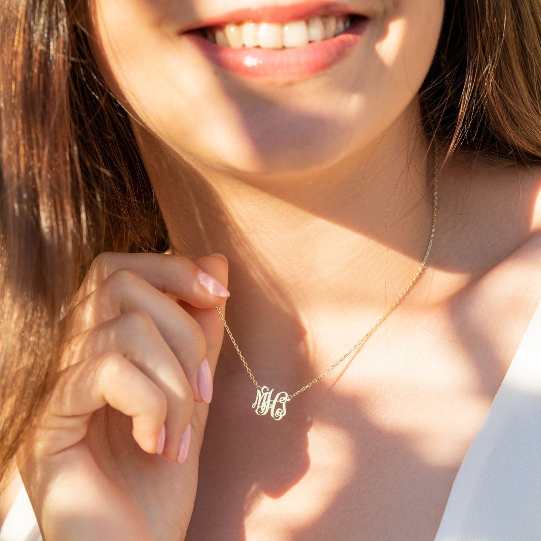 Custom Necklace with Monogram Letter Pendant