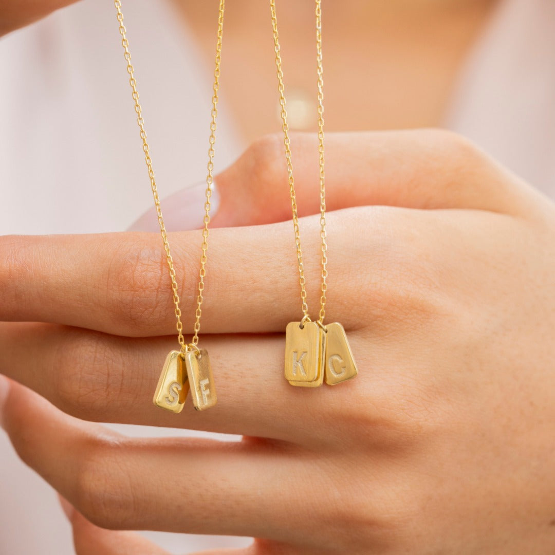 Custom Necklace with Multiple Bar Initial Charms