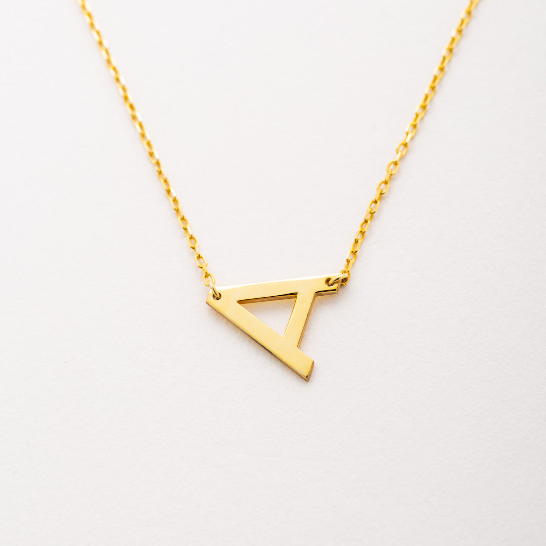 Custom Necklace with Sideways Initial Pendant 