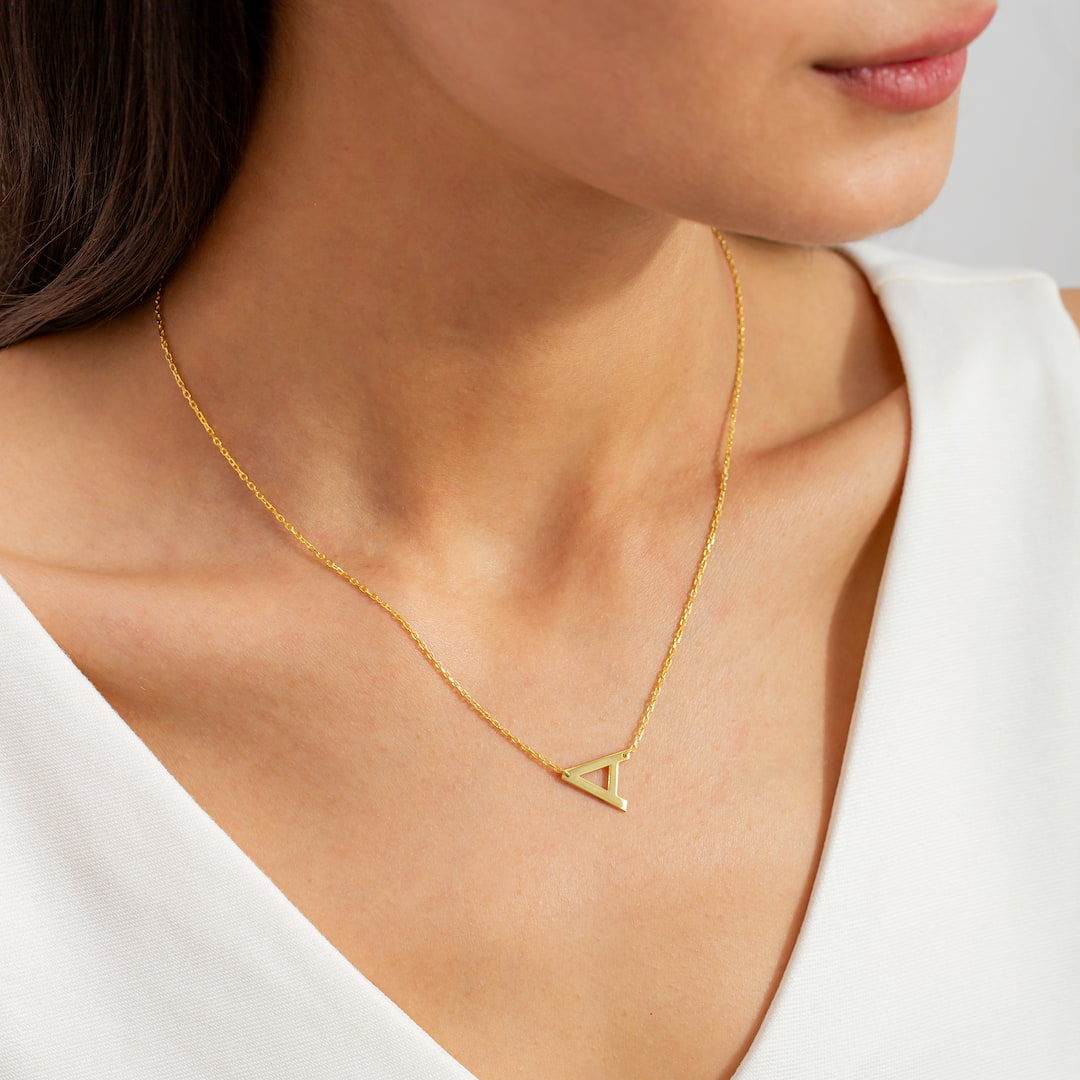 Custom Necklace with Sideways Initial Pendant 
