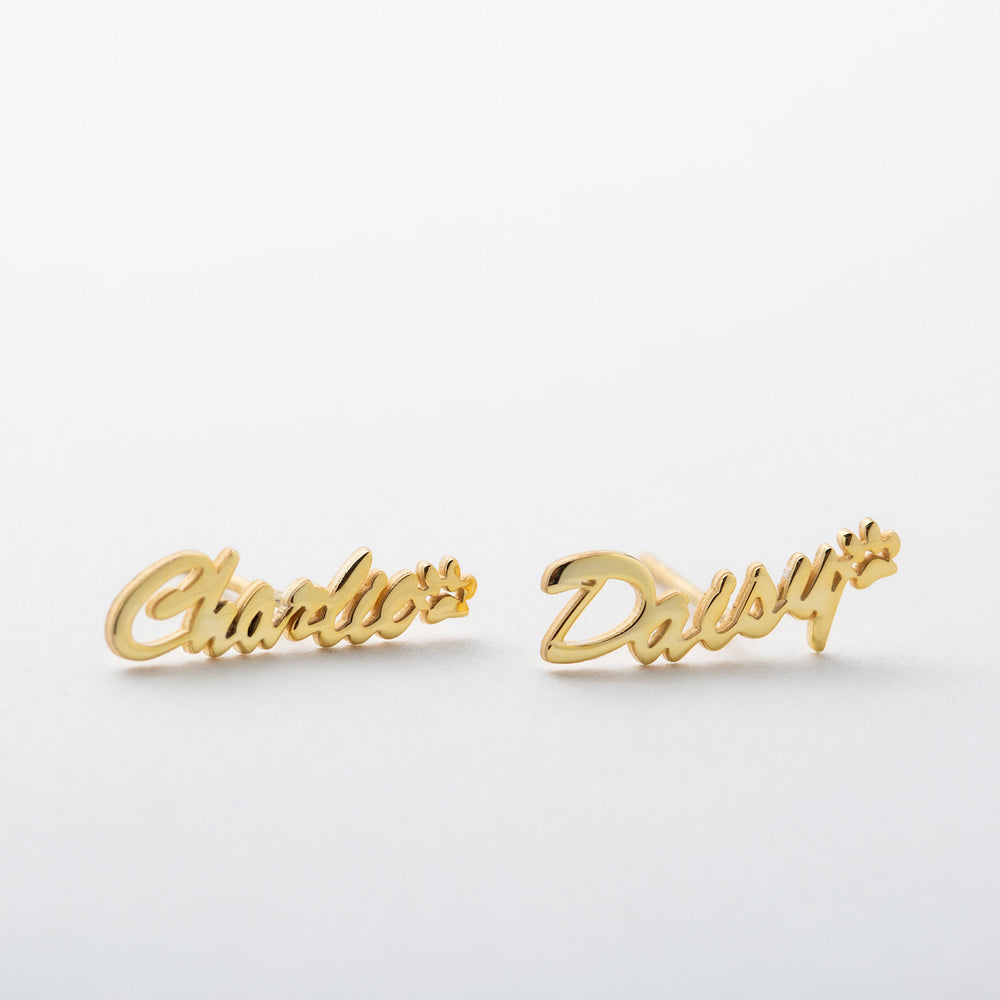 Custom pet name earrings