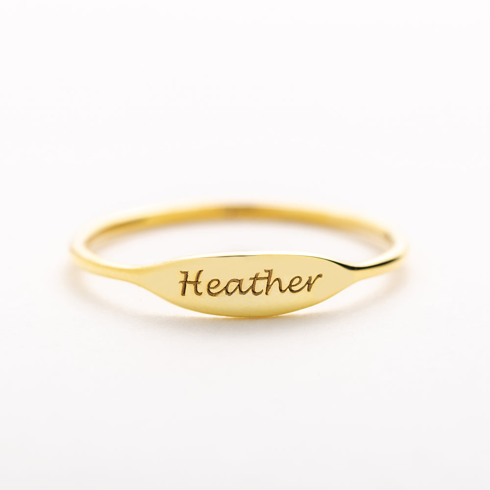 Dainty Engraved Name Ring