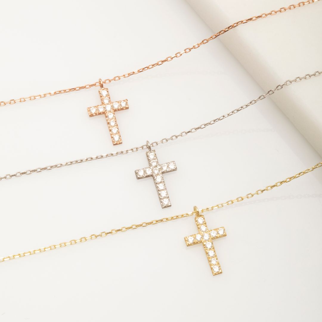 Diamond Cross Charm Necklace