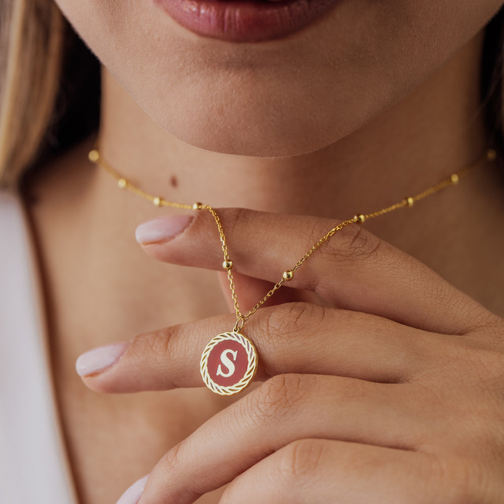 Enamel Initial Necklace