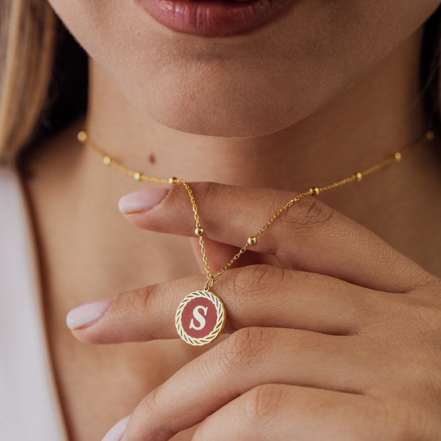 Enamel Initial Necklace