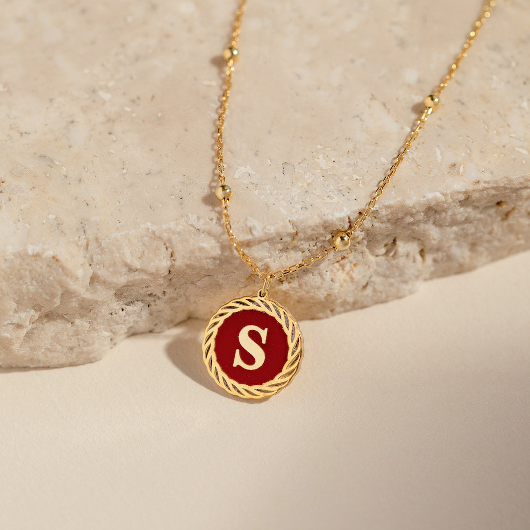 Enamel Initial Necklace