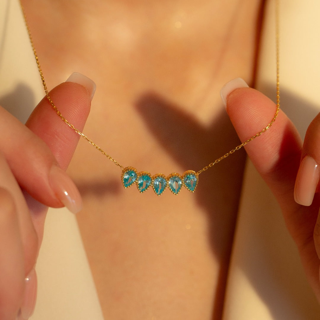 Drop Shape Birthstone Custom Necklace