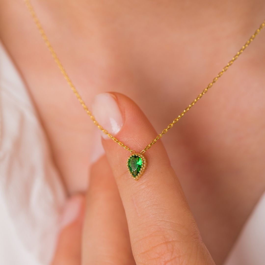 Drop Shape Birthstone Necklaces 