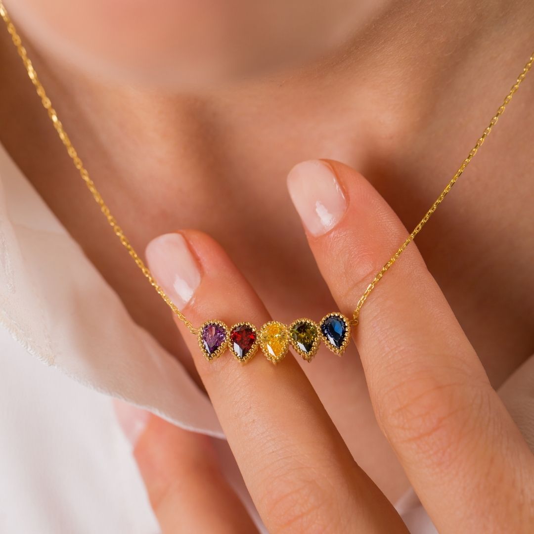 Drop Shape Birthstone Necklaces 