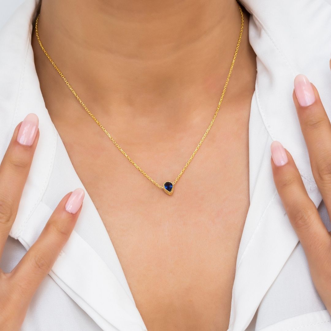 Drop Shape Birthstone Necklaces 