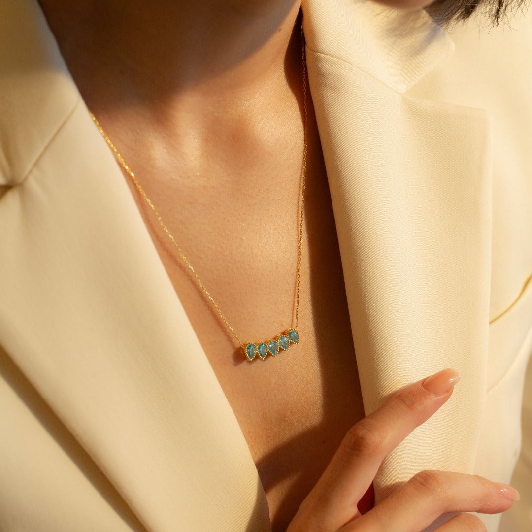 Drop Shape Birthstone Necklaces 