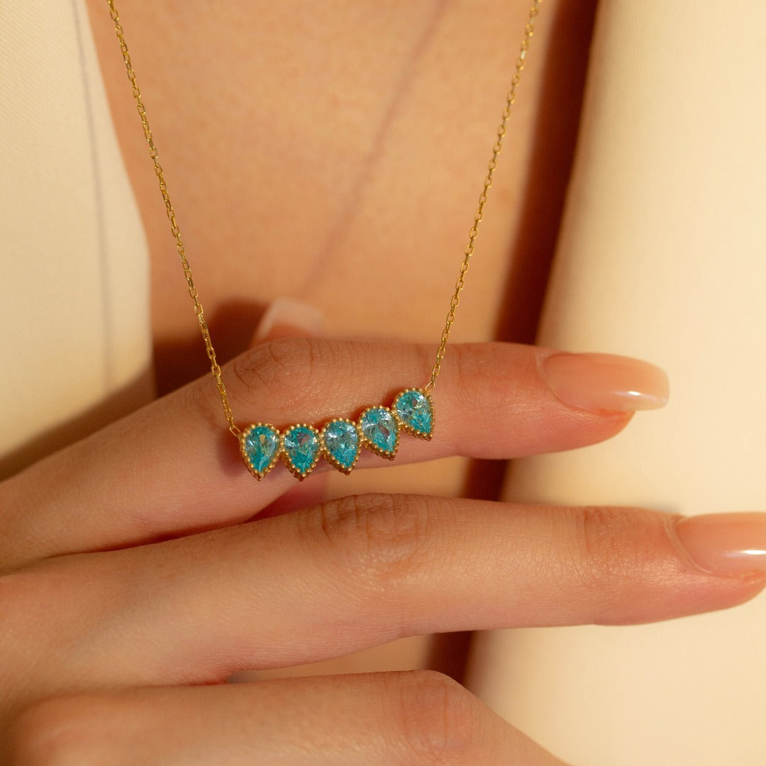 Drop Shape Birthstone Necklaces 