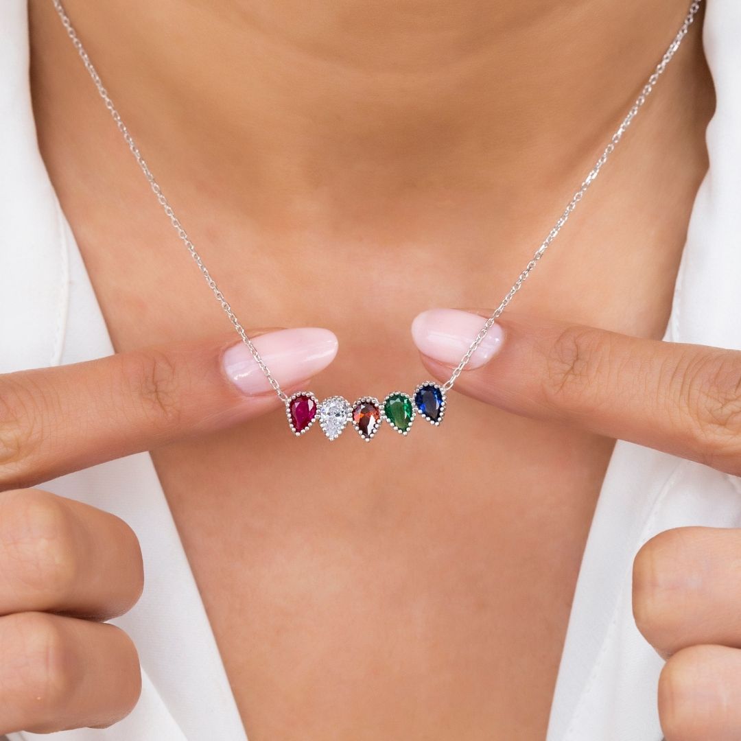 Drop Shape Birthstone Necklaces 