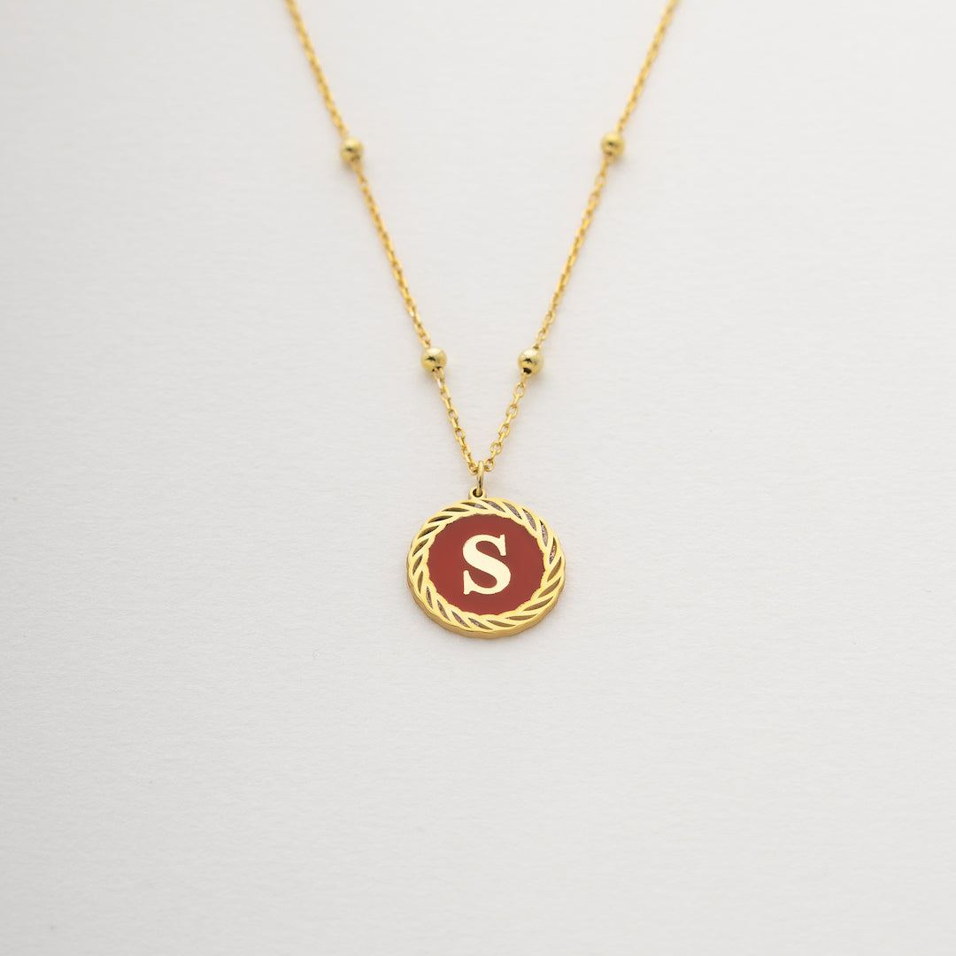 Enamel Initial Necklace