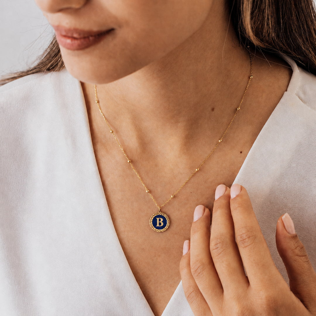 Enamel Initial Necklace