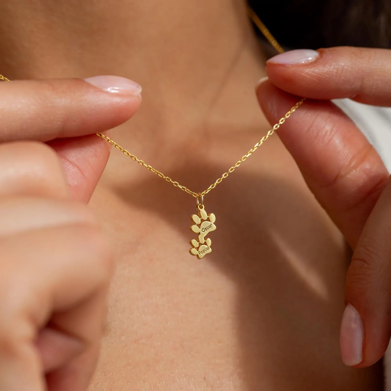 Engraved 14K Gold Pet Charm Necklace