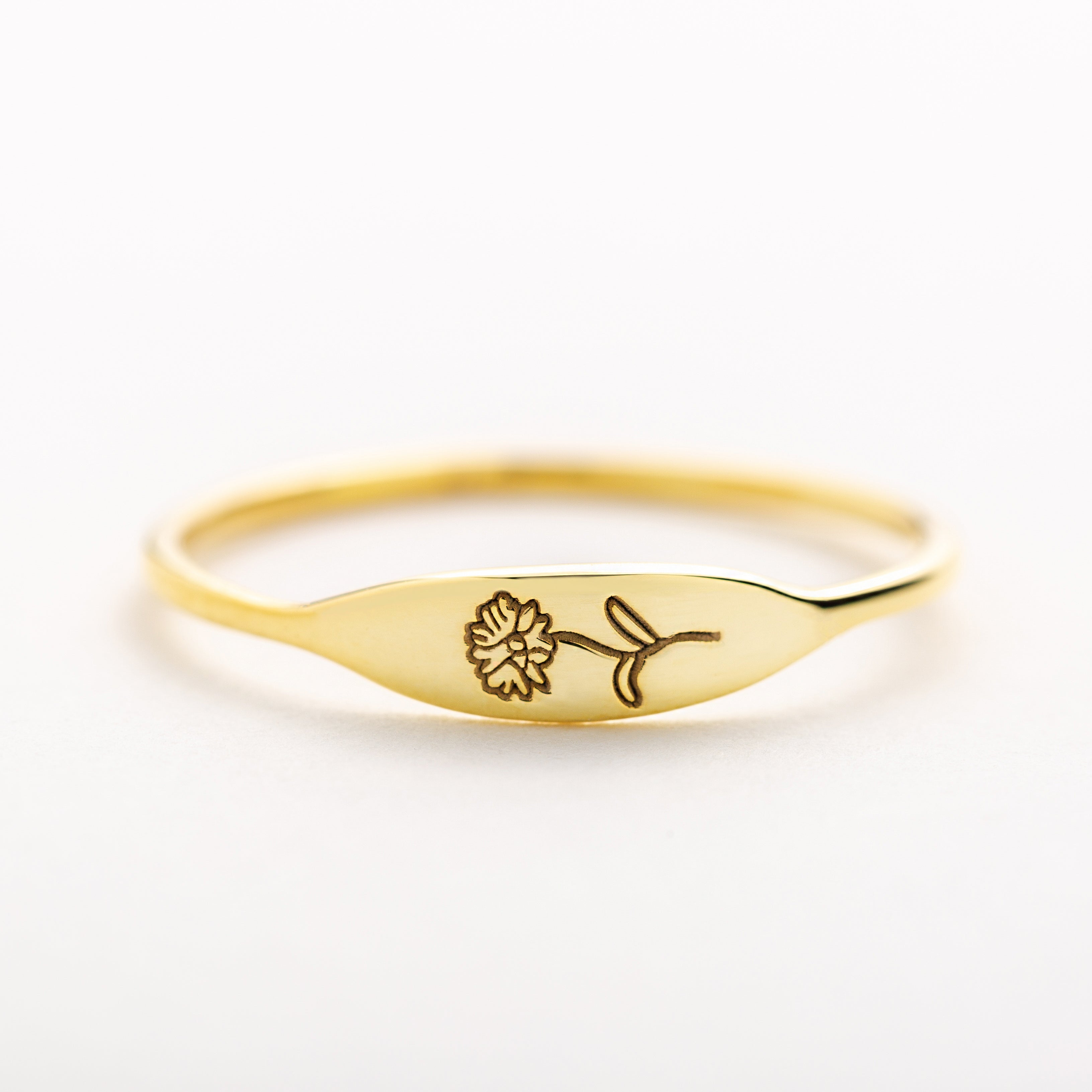 Engraved Birthflower Ring