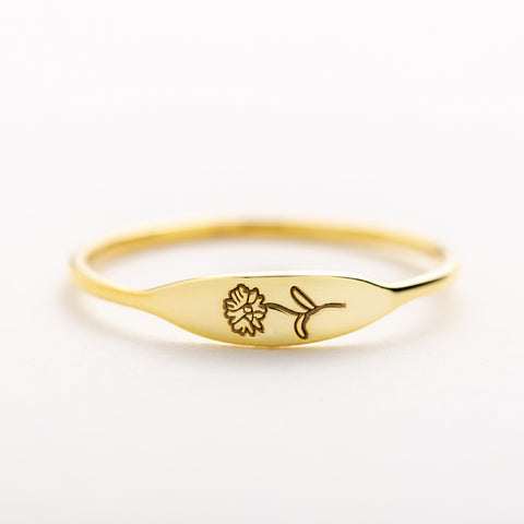 Personalized Engraved Birthflower Ring