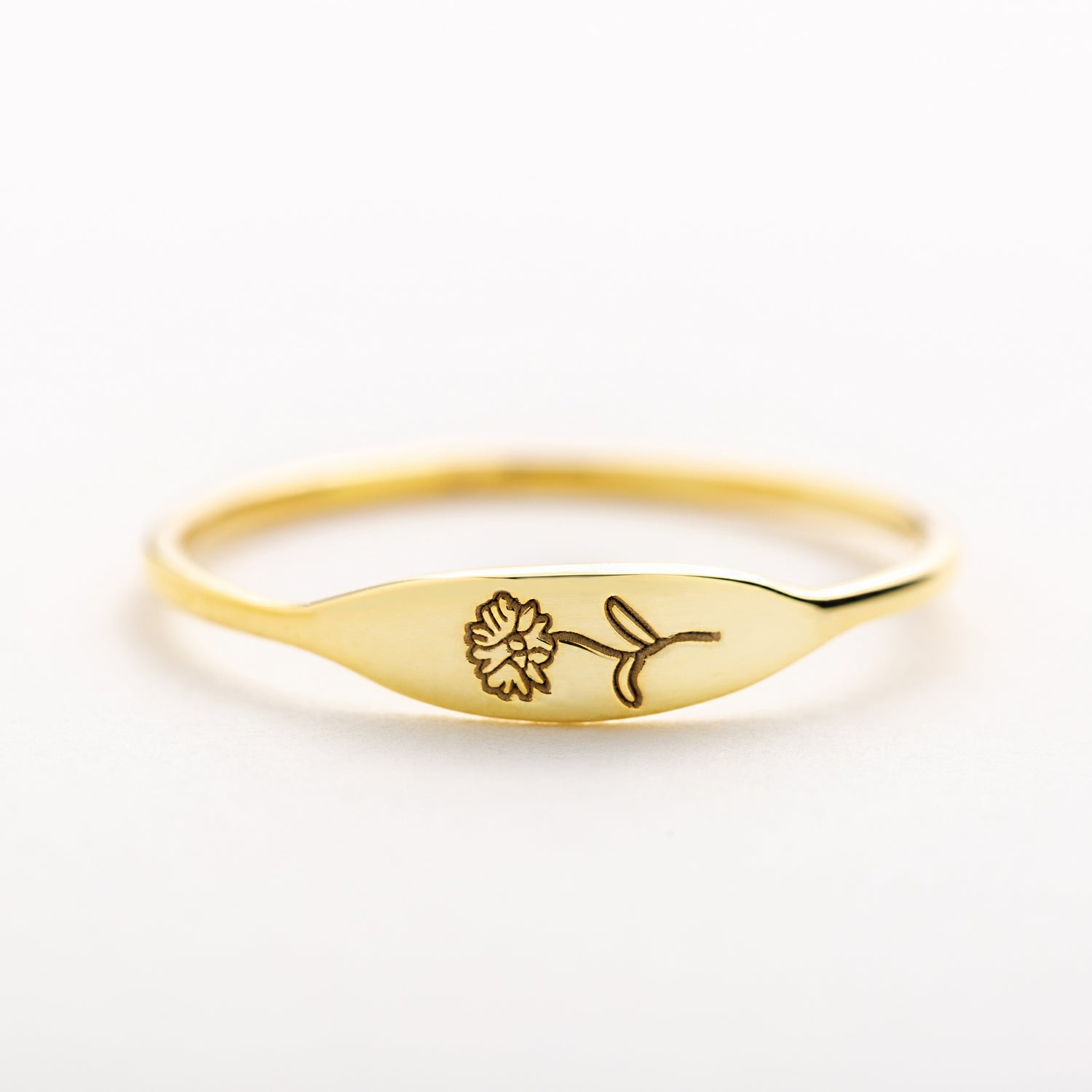 Engraved Birthflower Ring