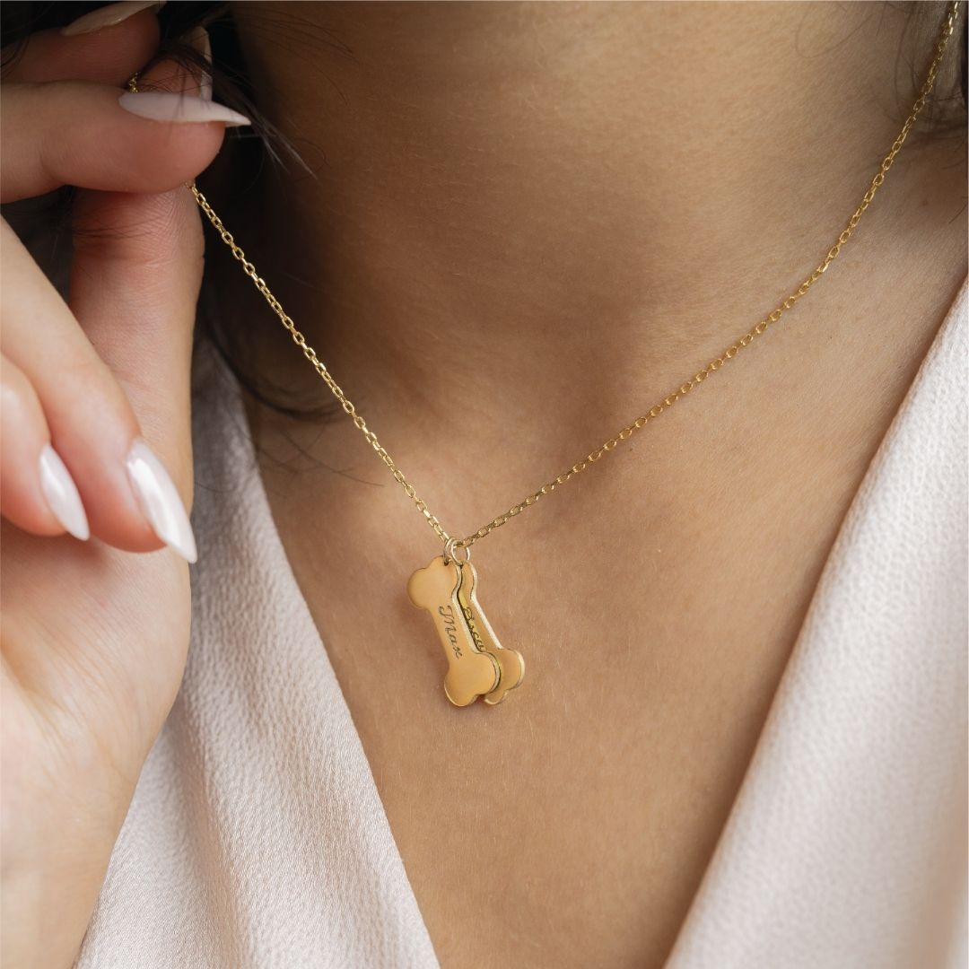 Engraved Dog Bone Name Necklace