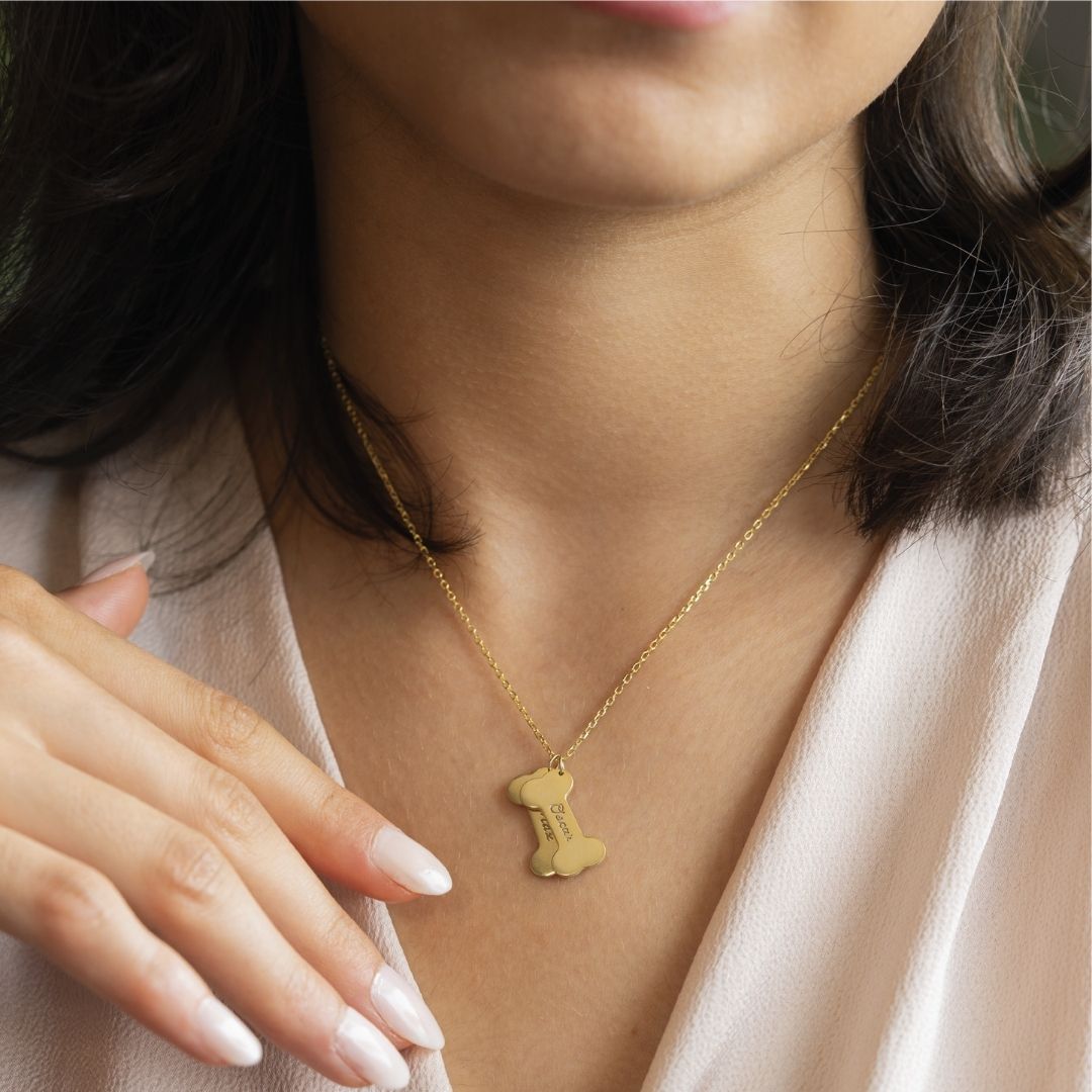 Engraved Dog Bone Name Necklace