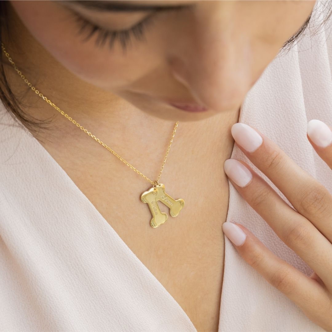Engraved Dog Bone Name Necklace