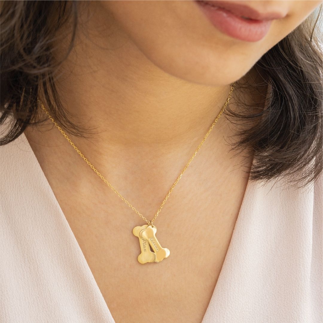 Engraved Dog Bone Name Necklace