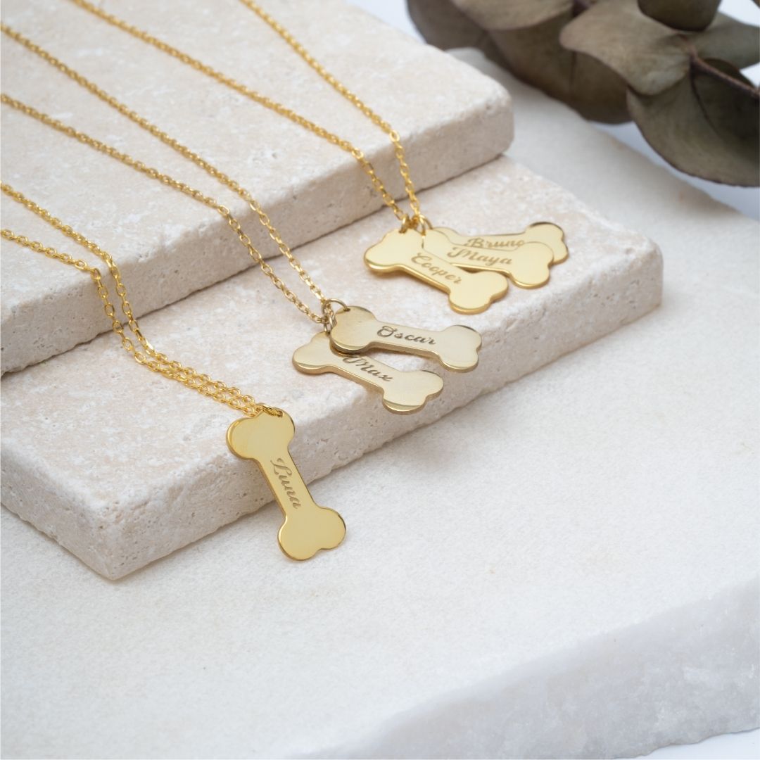 Engraved Dog Bone Name Necklace