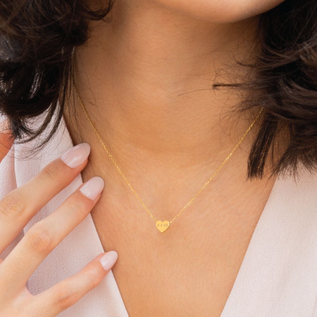 Engraved Heart Charm Necklace