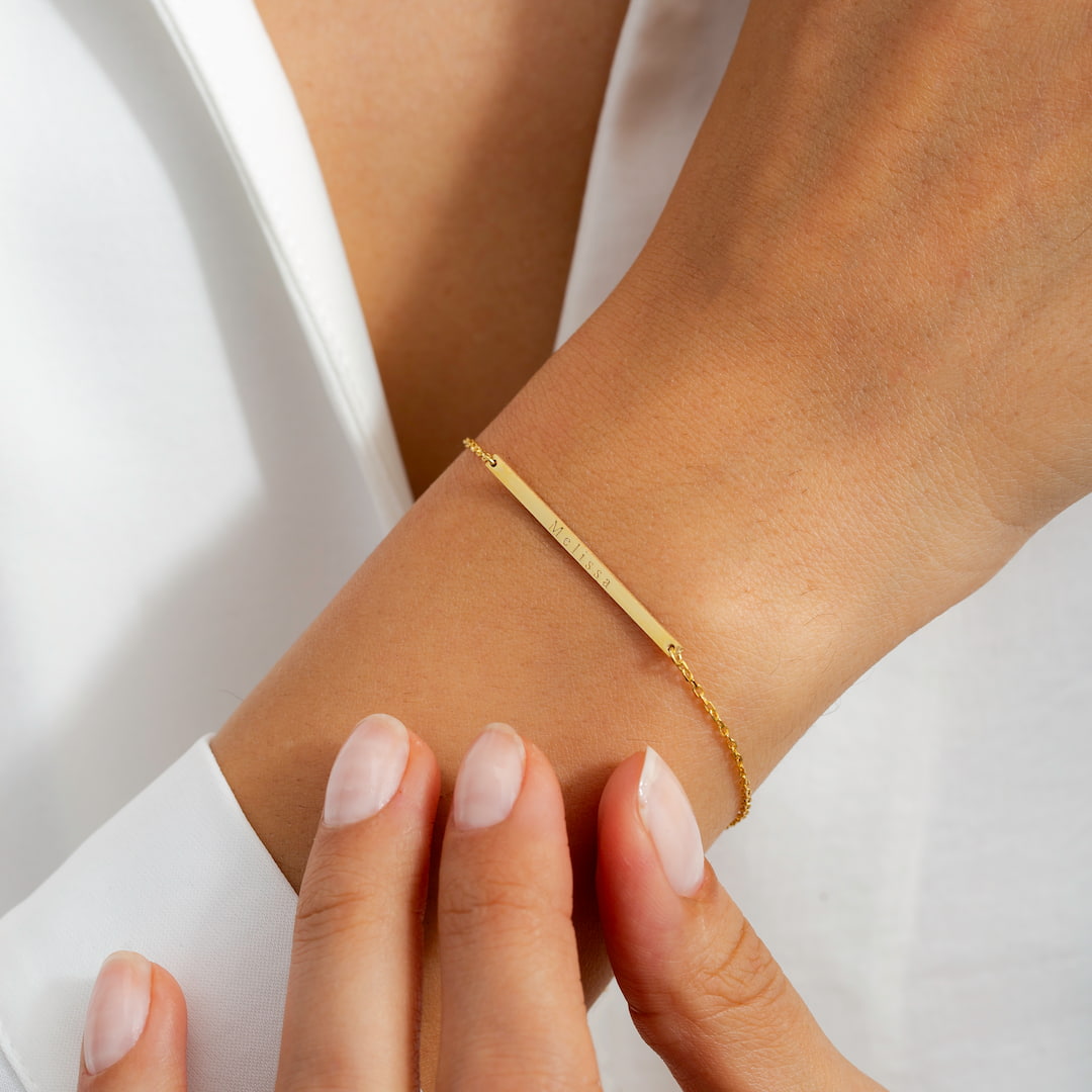 Engraved name bracelet for her