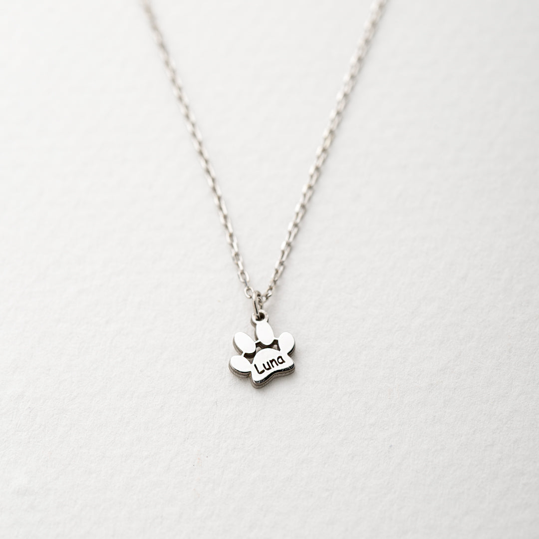 Engraved Paw Print Custom Necklace