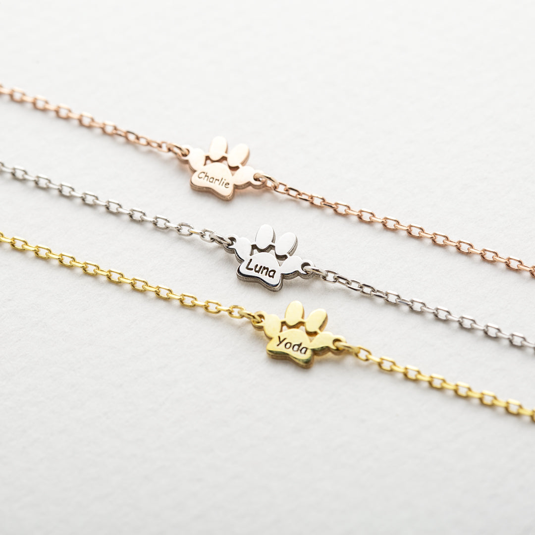 Engraved Paw Print Custom Necklace