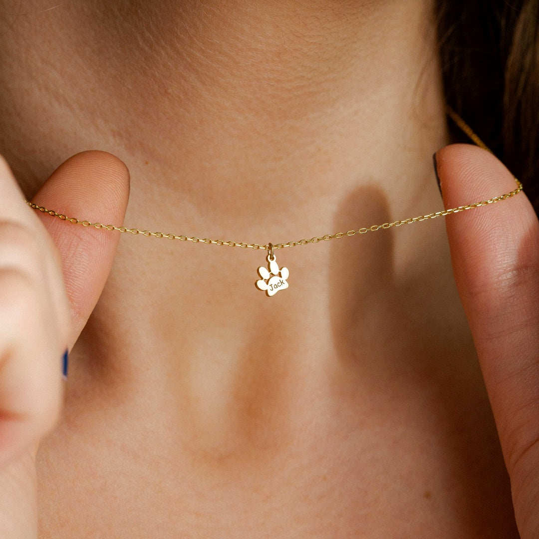 Engraved Paw Print Custom Necklace