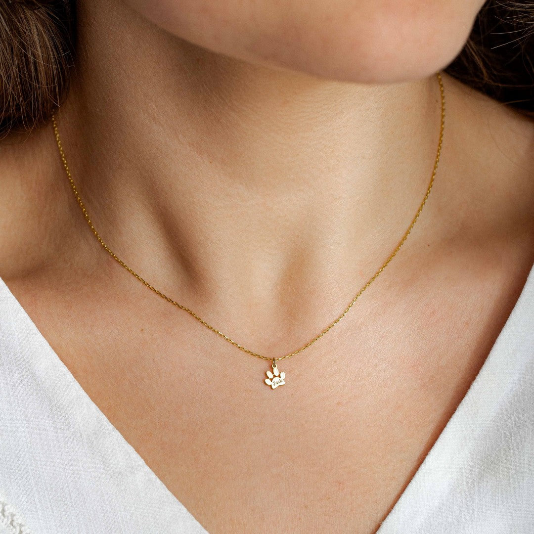 Engraved Paw Print Custom Necklace