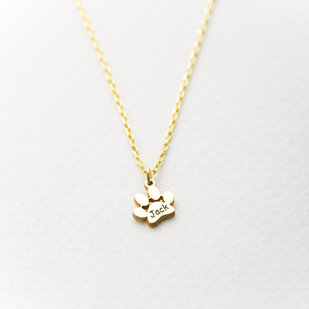 Engraved Paw Print Custom Necklace