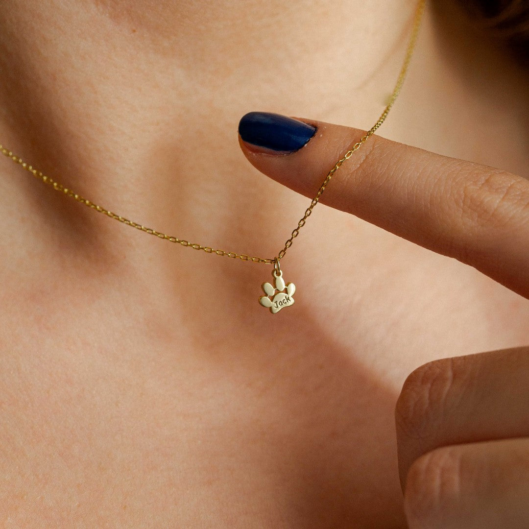 Engraved Paw Print Custom Necklace