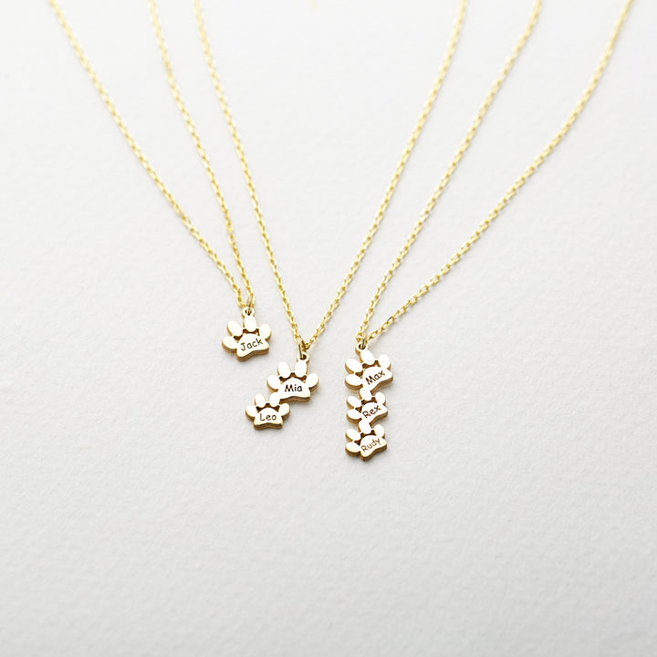 Engraved Name Necklace for Multiple Pets