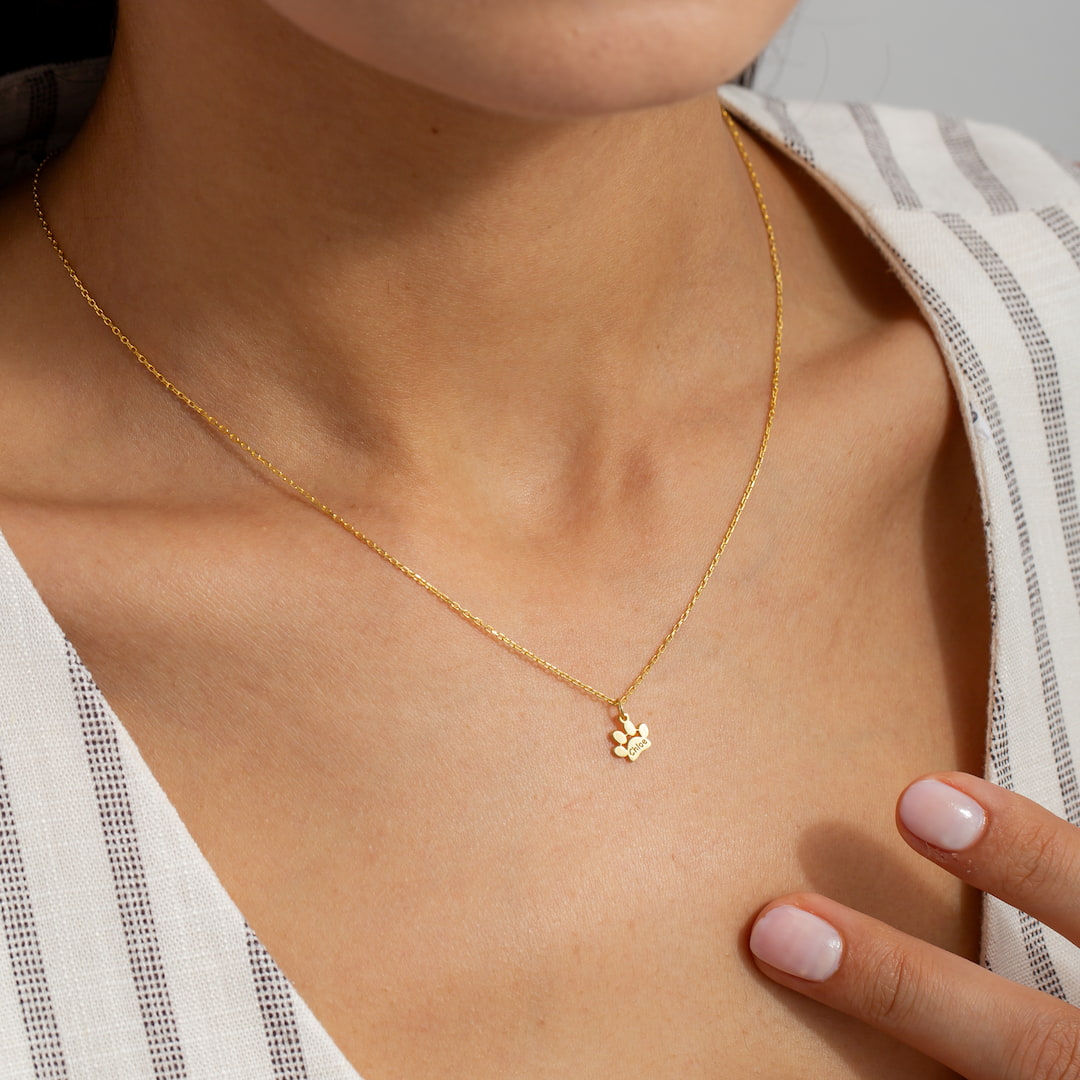 Engraved Paw Print Necklace