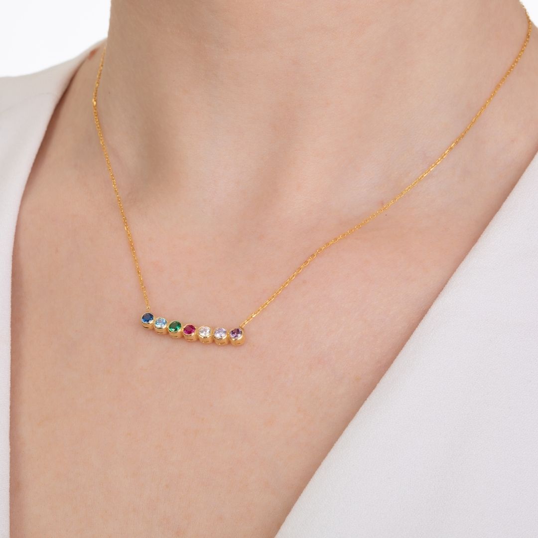Family Necklace with Birthstones 